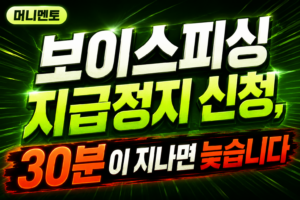 보이스피싱 지급정지 신청, 30분이 지나면 늦습니다