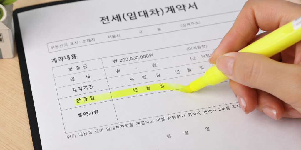 계약서에서 잔금일 확인하기