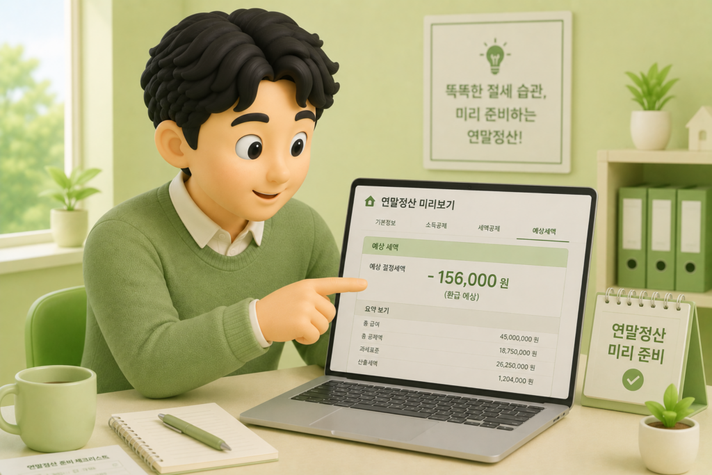 연말정산 미리보기 반영 기간과 남은 조정 기간 비교