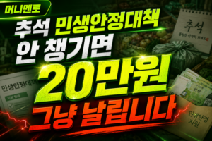추석 민생안정대책, 안 챙기면 20만원 그냥 날립니다