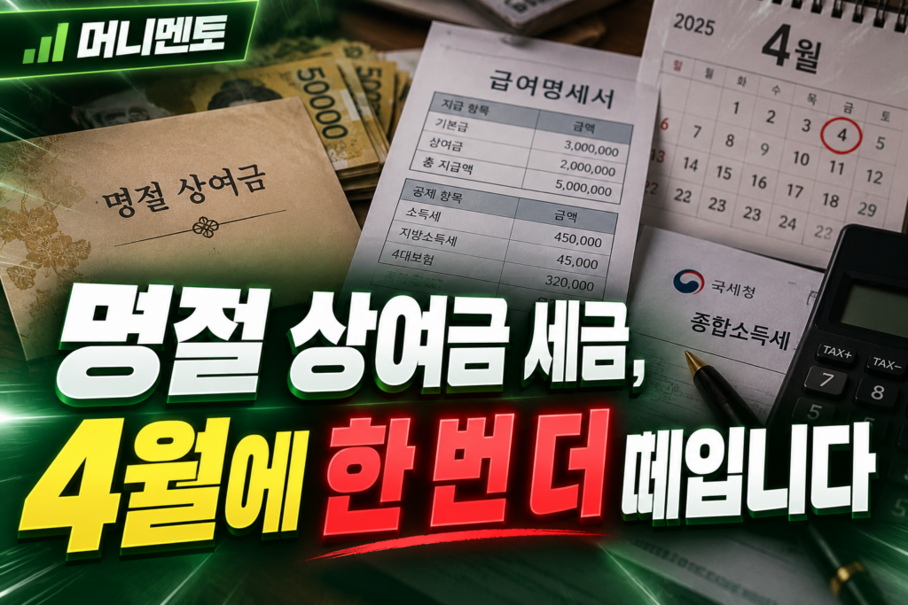 명절 상여금 세금, 4월에 한 번 더 떼입니다