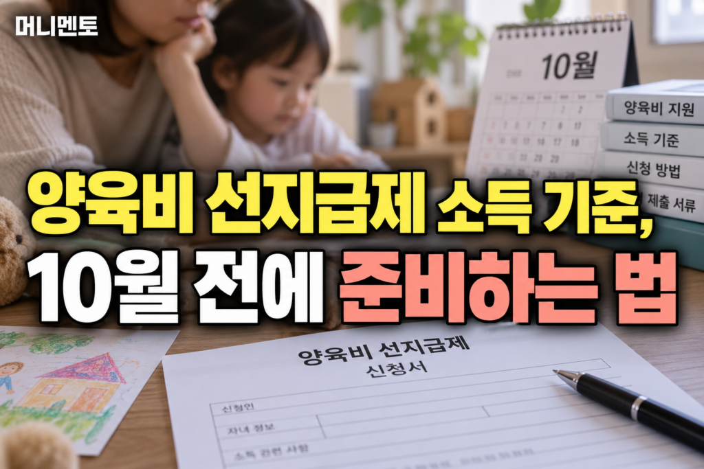 양육비 선지급제 소득 기준, 10월 전에 준비하는 법